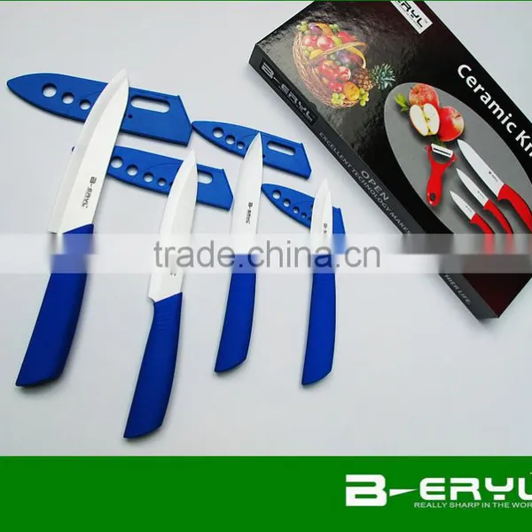 BERYL 5pcs Set , 3456 Kitchen Knives+peeler+color Box,Ceramic Knife Sets 4 Colors Straight Handle,White Blade photo-6