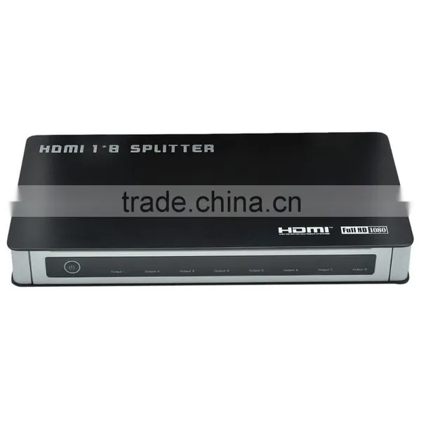 CHEERLINK 1x8 Full HD V1.4 HDMI Splitter Connect to DVD, Satellite, Cable Box, PC, PS w/ US Plug - Blcak + Silver photo-2