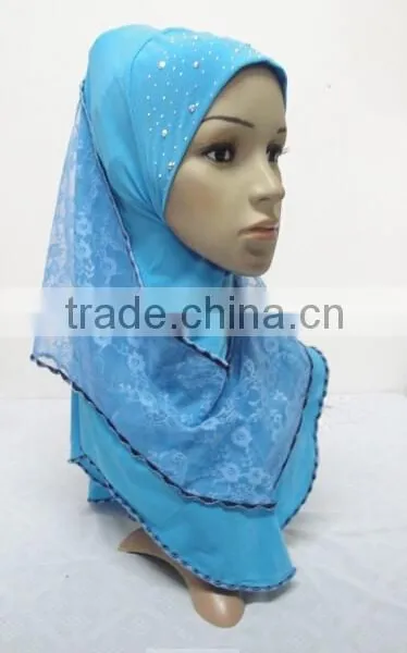 H259 Latest Muslim Hijab With Lace Layer photo-5