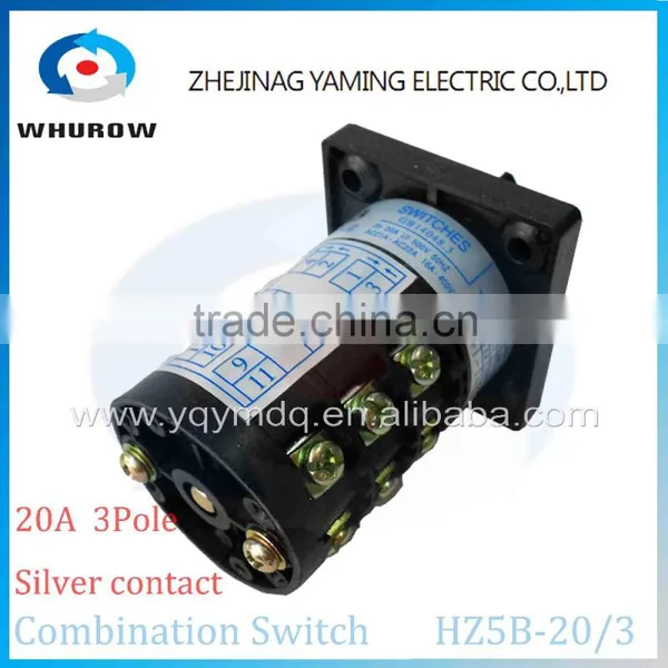 Combination Switch HZ5B-20/3 Silver Contact Ui 380V Ith20A 3 Poles 3positons(1-0-2) Cam Rotary Universal Changeover Switch photo-5