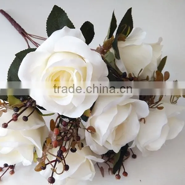 Blue 7 Heads Artificial Rose Flower Bouquet photo-4
