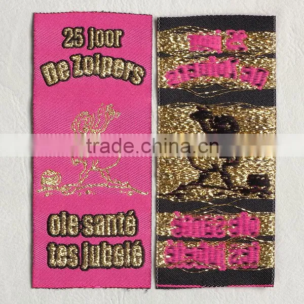 Hot Sale Gold Mark Tag and Straight Cut Woven Label for Cotton Flower Dress photo-2
