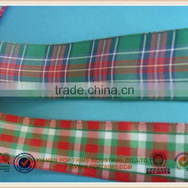 Factory Wholesale Red Decorative Woven Plaid Ribbon photo-3
