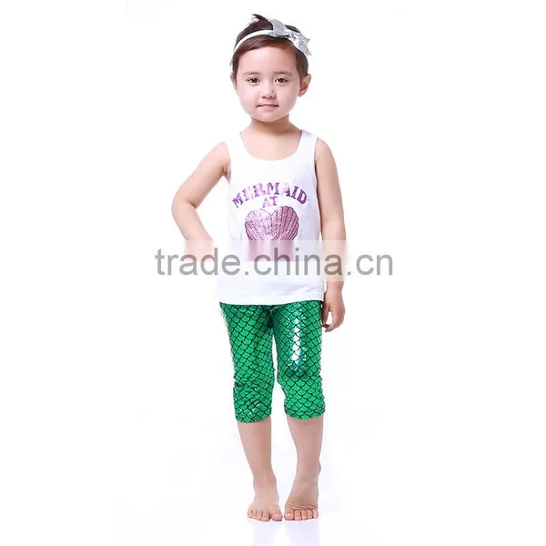 Children Clothes 2016 Summer Girls Boutique Clothing Sexygirl Mermaid Dress With Scale Shorts photo-5