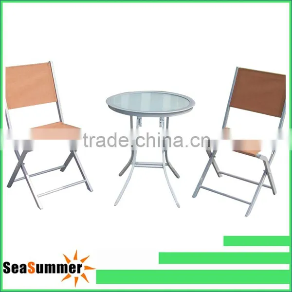 Aluminum Frame+glass Top Table 3 Pcs Bistro Set Cheap
