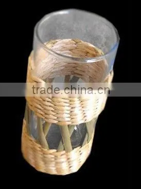 Glass Bottle With Willow and Rattan Craft