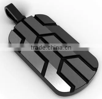Custom Size Black Face Etched Dog Tag Pendant Stainless Steel Men Pendant photo-2