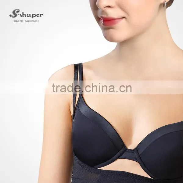 S-SHAPER OEM Seamless Shapewear Tulle Bodysuit Women Open Bust Bodysuits Open Button Slim Underwear For Party Adjustable Strap photo-3