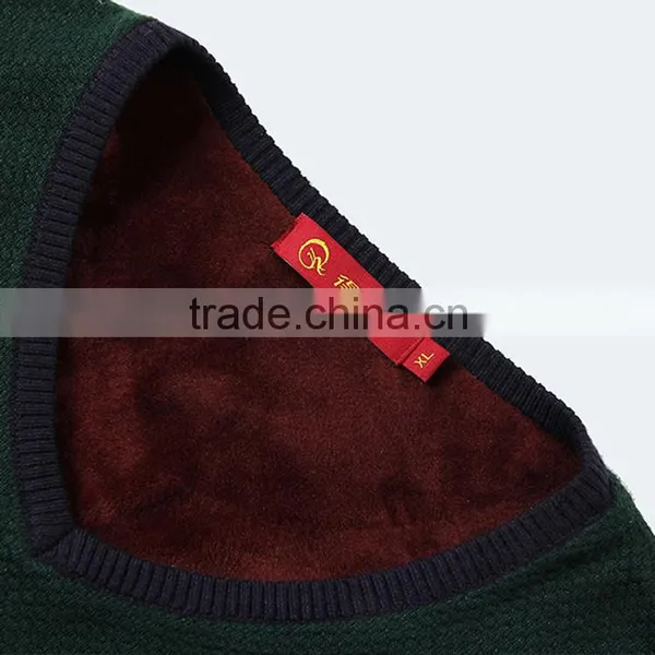 Newest Design High Quality V Collar Long Sleeve Big Stripes Pullover Thermal Underwear for Men photo-3