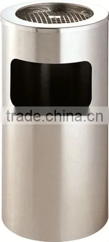 Stainless Steel Round Waste Bin C/w Ashtray