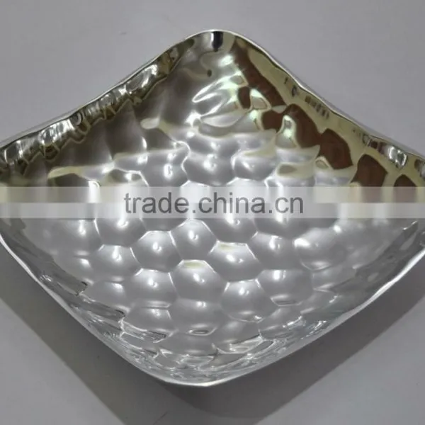Aluminium Hammered Metal Square Bowl photo-3