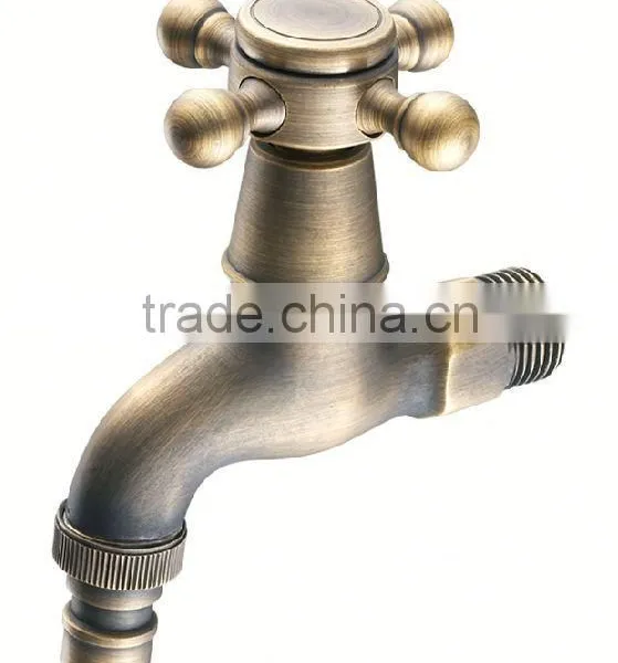 Antique Solid Brass Laundry Sink Bar Washing Machine Hose Faucet Bathroom Water Tap 0696