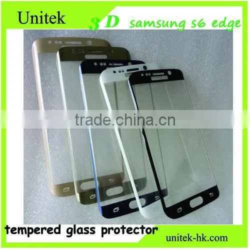 Factory Low Price!Premium Perfect For Samsung s6 Edge Electroplating With Wiredrawing Gold 3D 0.21mm Tempered Glass Film Screen