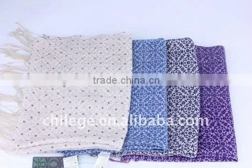 Women Spring Printed Wool and Tencel Blended Scarfs Shawls