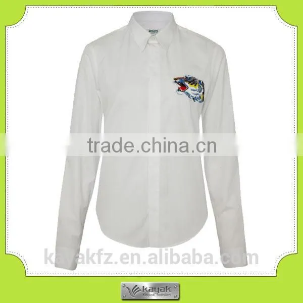 Custom Short Sleeve Cotton Grey Embroidered Women Work Shirt photo-6