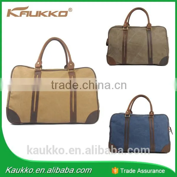 Best Selling Fashionable Canvas Travel Bag Price With Real Leather