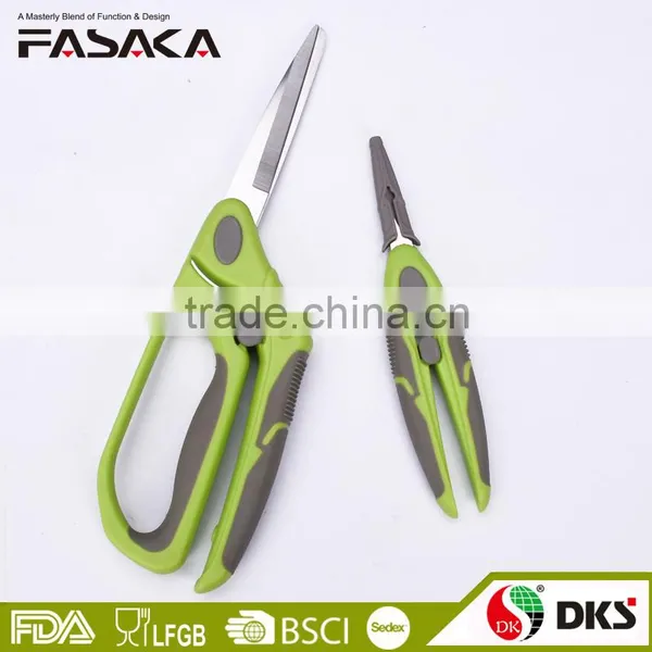 SS13011GG -2016 New Style and Design 2pcs 8"and 6" Sewing Scissors With Colorful Plastich Handle