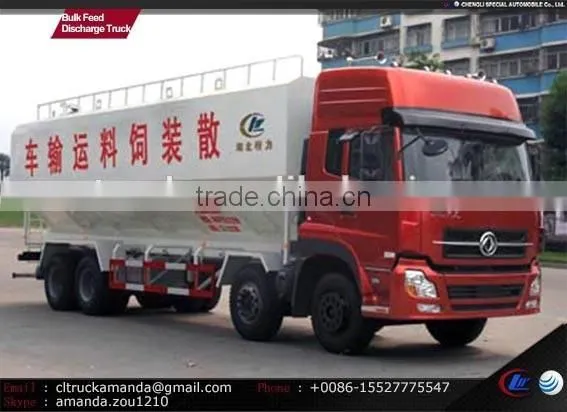 Dongfeng 8*4 Bulk Fodder Discharge Truck, 32cbm Bulk Fodder Delivery Truck, 15.3 Ton Bulk Fodder Carrier for Sale photo-2