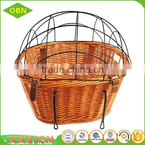 Traditional Handmade Cheap Large Bike Basket Dog Carriers Wicker Bike Basket With Cover photo-3