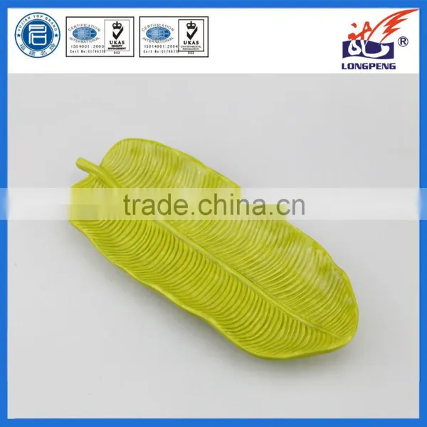 Big Size Hand Painted Leaf Shaped Ceramic Plates for Fruit photo-2