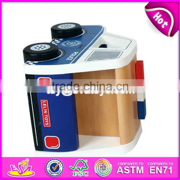 2017 New Design Children Funny Wooden Toy Police Cars W04A337 photo-2