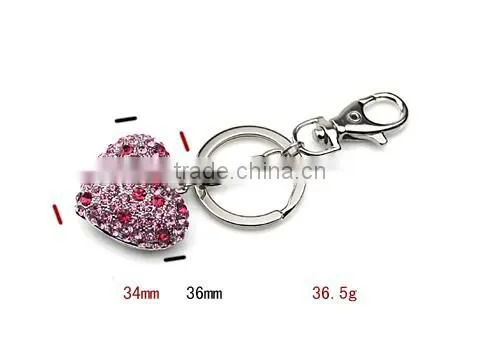 Wholesale Heart Shaped Metal Keyring Rhinestone Key Chain KY07-0006 photo-2