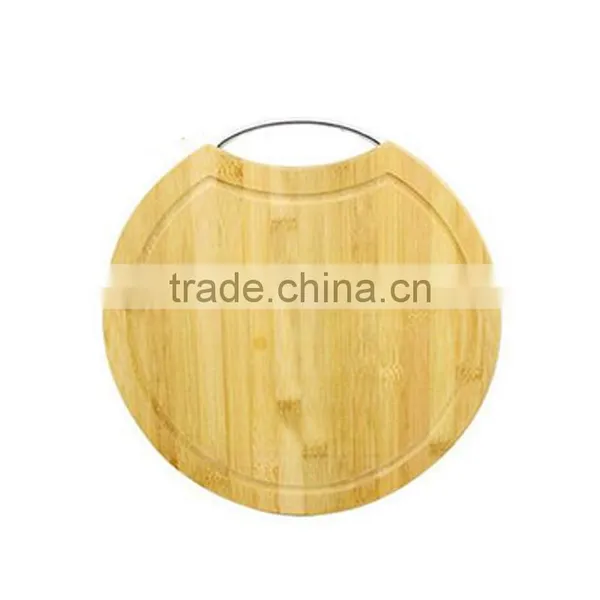 Round Board Natural Bamboo Cutting Board With Handle photo-4