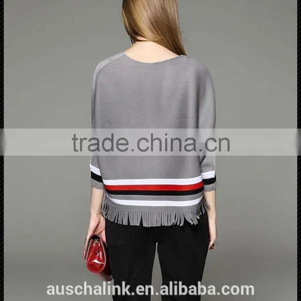 2016 Summer Loose Oversized Colorful Combination Striped T-shirt photo-6
