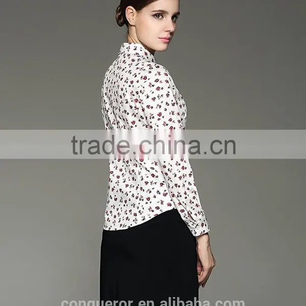 Idyllic Style Floral Printed Long Sleeve Cotton Shirt For Ladies photo-5