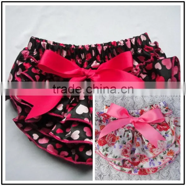 Newest Organic Satin Cloth Diaper,ruffle Panties Baby Panties Bloomer With Bow photo-2