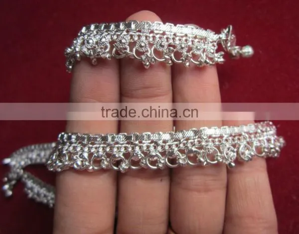SILVER TONE Foot Chain ANKLET Bracelet PAYAL Pair photo-2