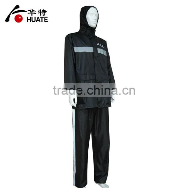 Mens Black Refelective Raincoat,waterproof Polyester Raincoat Manufacturer photo-2