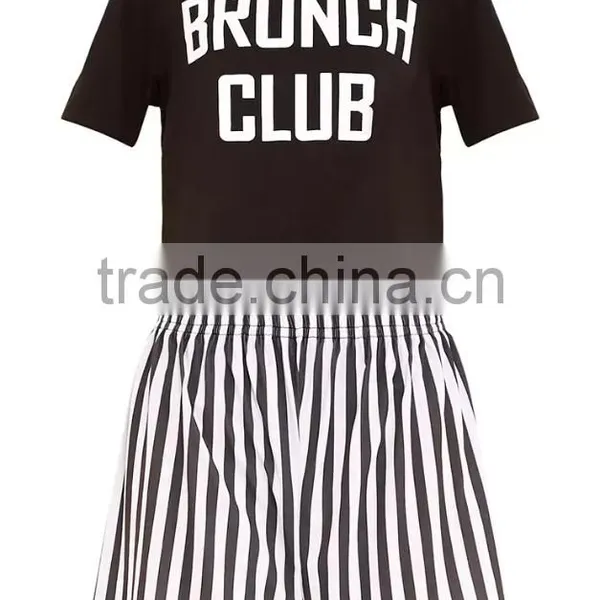 Top Selling Women Cotton Pajamas Custom Logo Print Summer Pyjama Short Sleeve Top With Stripes Shorts photo-4