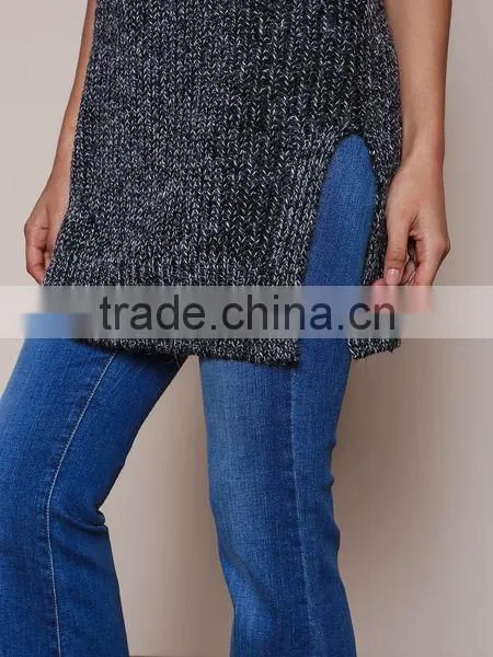 MGOO Hot Sale Women Turtleneck Sweaters Dress Vest Sleeveless Fashion Charcoal Knitted Dress For Winter photo-3