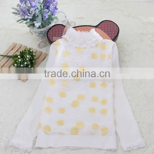 European Style Lace Fashion Hot Sale Factory Price High Neck Kids Sweater photo-5