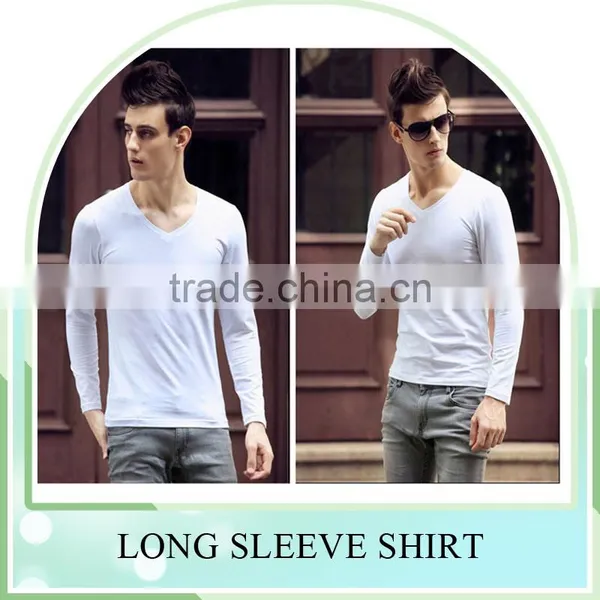 New Fashion Slim Fit T Shirt for Men ,tight V Neck Long Sleeves Shirt Manufacturer photo-5
