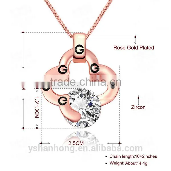 Fashion Plating Rose Gold Zircon Pendant Necklace photo-4