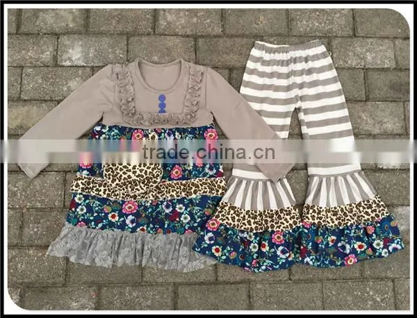 2016 Giggle Moon Remake Outfits Wholesale Children's Boutique Clothi Cotton Dress and Pant Ruffle Outfits photo-5