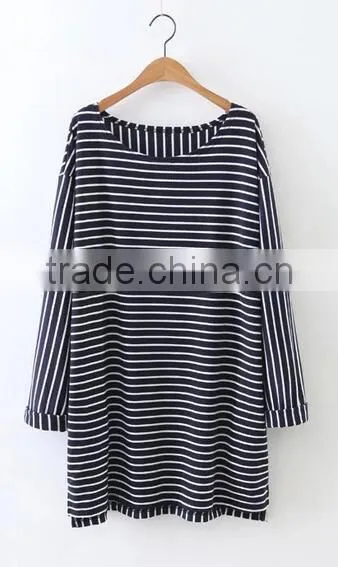 Runwaylover EY2370B Long Style 2017 Ladies Fashion Stripe Loose Blouse photo-5