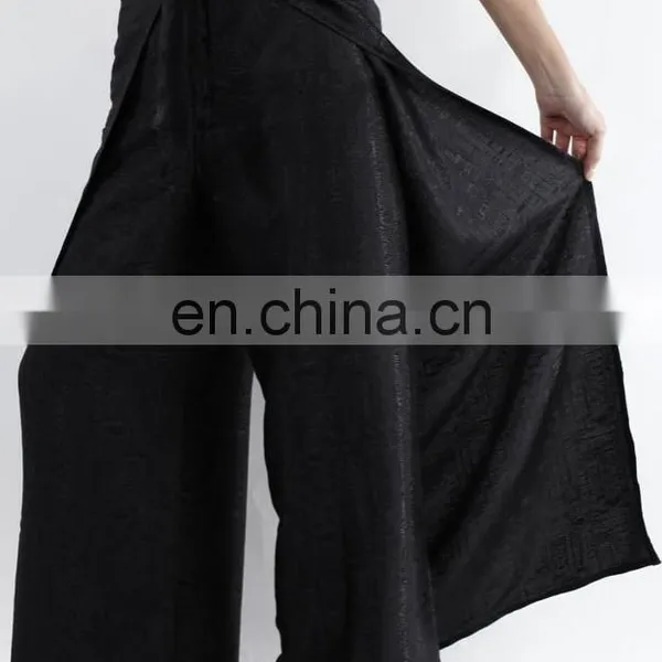 Womens Black Thai Silk Wrap Pants/Fisherman Sarong Harem Yoga Trousers Wide Leg photo-6