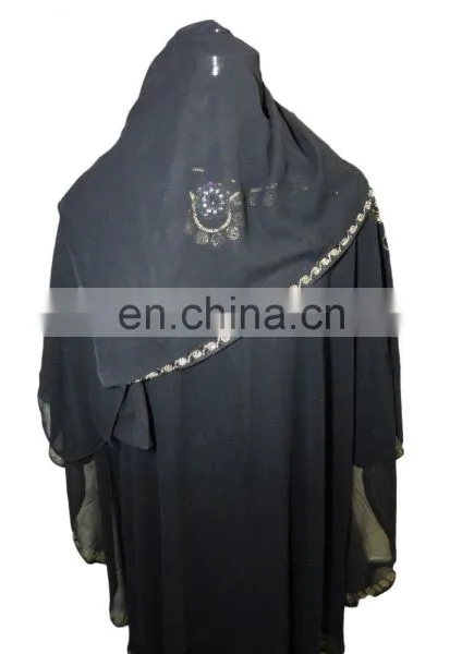 Saudi Arabia 2017 Abaya With Shoulder Veil / Black Color Diamond Stone Work Burkha 2017 / Latest Designer Burkha (dubai Abaya) photo-6