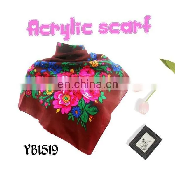 2016 Fashion Lady Scarf, Soft Feeling Acrylic Scarf, Printed Hijab, 100%Polyester Square Scarf 75x75cm photo-2