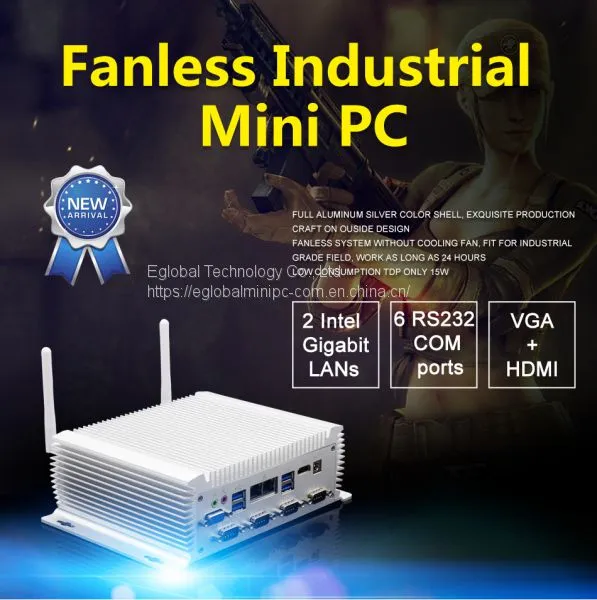 Eglobal Model G1-4200U Fanless Mini PC Core i5 4200U With Dual Lan Six COM Barebone Desktop Computer 4K HTPC WiFi HDMI 300M