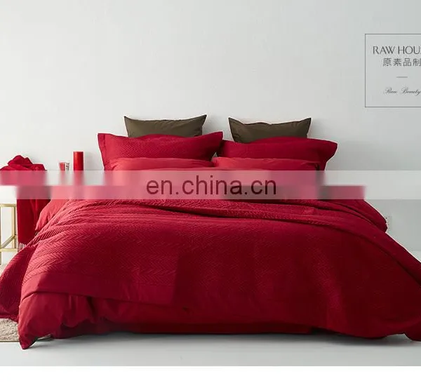 RAWHOUSE Wedding Red 3pcs Quilt Wholesale China Quilted Bedspread Cotton photo-4