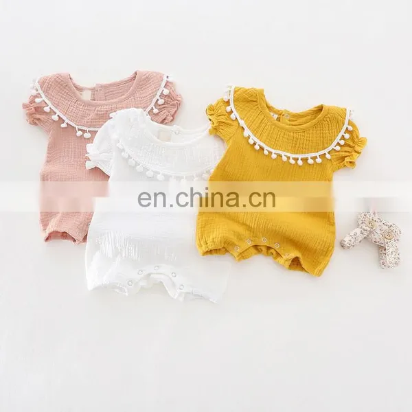 Lovely Whosale Newborn Baby Clothes Summer Linen Baby Clothes Romper photo-2