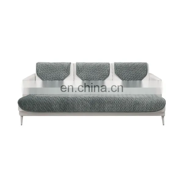 100% Polyester Anti-slip Furniture Protector Quilted Bias Stripe Couch Cover Seat Sofa Slipcover Set photo-3