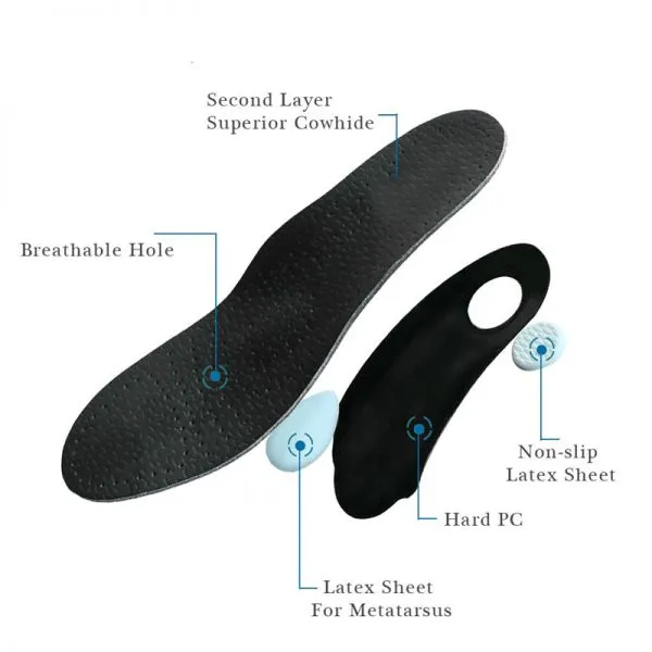 EVA Orthotic Insole Foot Arch Support Orthopedic Correct Flat Feet PU Leather Insert Sole for Shoes photo-4
