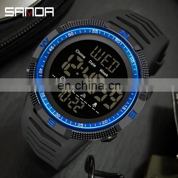 SANDA 6014 Branded Men Digital Wristwatch Luminous Alarm Water Resistant Multi-functional Fashion Boys Led Watches photo-4