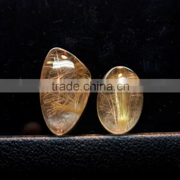Natural Rutile Cabochon Gemstone / Golden Rutile Stone / Rutilated Quartz photo-3