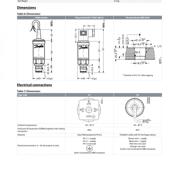 Datasheet-Danfoss-MBS-4010-Pressure-Transmitter photo-3